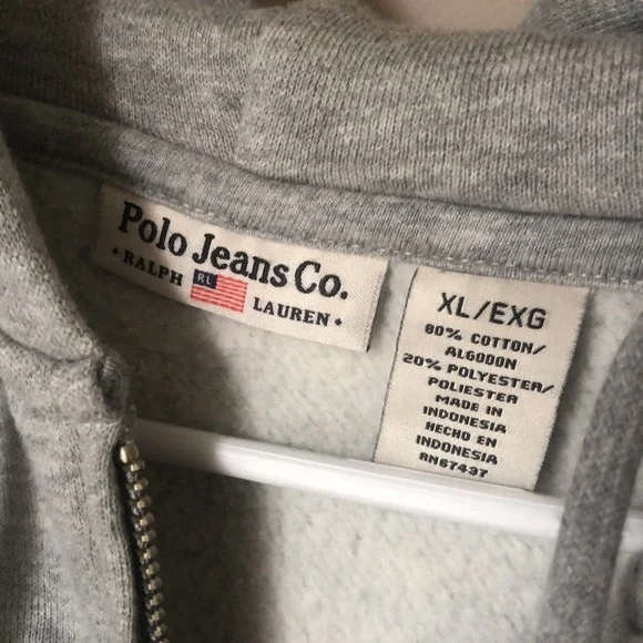 Ralph 🇺🇸 Lauren Polo Jeans Co. 1967 Zip Down Hoodie Women’s XL Gray Like New - Picture 4 of 9